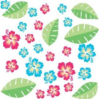  Wallies Hawaiian Flowers Palm Trees Peel & Stick Decals 