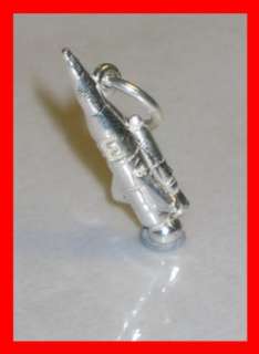 Space rocket Sterling silver small charm Spaceship .925 x 1 EC282 