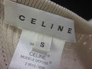 You are bidding on a CELINE Cream Silk V Neck Cable Knit Sweater Top 