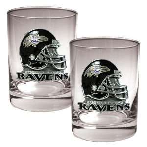  Baltimore Ravens NFL 2pc Rocks Glass Set   Helmet logo 