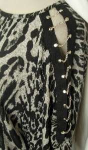 NEW Cheetah BLACK Blouson OPEN SLEEVE Retro TUNIC DRESS  