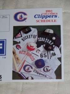 COLUMBUS CLIPPERS 1992 Pocket Schedule  