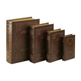 WL80510 Library Books Leather Faux Book Boxes Set/4 Large Set