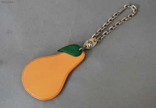 Authentic HERMES Fruit Pear Leather Key Chain Bag Charm  