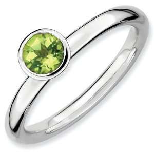 Sterling Silver Stackable Expressions High Profile 5mm Round Peridot 
