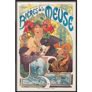 Mucha   Bieres De La Meuse   Framed Vintage Look Advertising Poster 