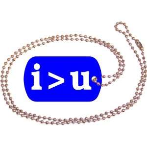  I am Greater than U Blue Dog Tag with Neck Chain 