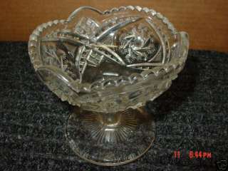 Old,Pressed,Glass,Compote,Dish,Candy,Clear,Bowl,Pattern  