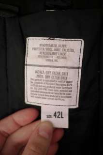   Military Issued Black WOOL Blend Lined WINDBREAKER Jacket 42 L  