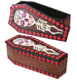   of the Dead Sugar Skull Skeleton Coffin Trinket Box Gothic Jewelry Box