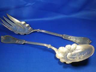   ENGRAVED Knowles& Ladd Coin Silver QUEEN pattern salad serving set