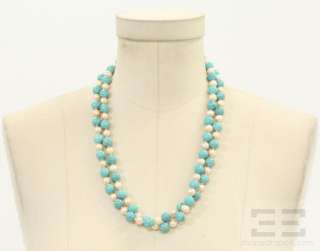Designer Turquoise & Freshwater Pearl Necklace  
