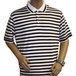 Ashworth EZ Tech Striped White/ Navy Polo Golf Shirt  