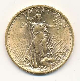 1922 PHILADELPHIA MINT TWENTY DOLLAR ($20.00) DOUBLE EAGLE GOLD COIN 