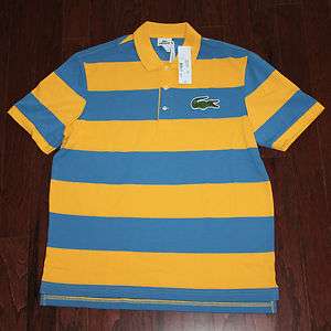   88 Lacoste Mens Yellow and Blue Modern Fit Polo Shirt L/2XL  