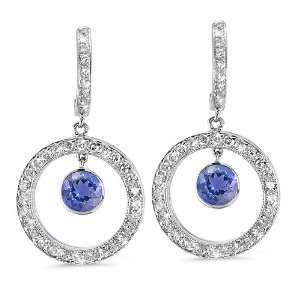  Twin Circle Pave Diamond Earrings In 18K White Gold With A 