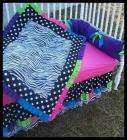RAINBOW Black/ White Polka Dots and Zebra Crib Bedding Set  