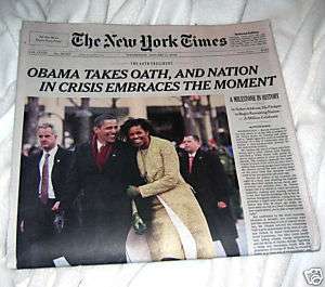   PRESIDENT BARACK OBAMA 2009 NY TIMES INAUGURATION NEWSPAPERS MINT