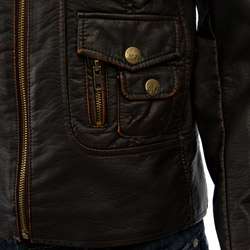 Miss Sixty Womens Faux Leather Motorcycle Jacket  