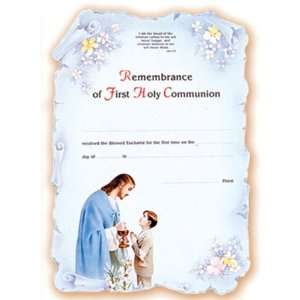  100 First Communion Boy Certificates 7 x 10.5, Die Cut 