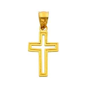    14K Yellow Gold Religious Cross Charm Pendant GoldenMine Jewelry