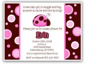 BABY SHOWER Invitations Pink Brown Ladybug lb p  