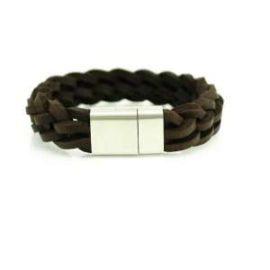   Leather Bracelet With Magnetic Steel Clasp   Length 7.5 Jewelry