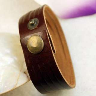 New Handmade Brown Leather Cuff Bracelet Bangle   