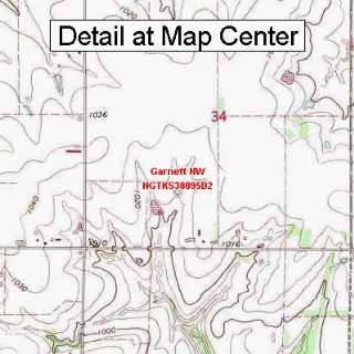   Topographic Quadrangle Map   Garnett NW, Kansas (Folded/Waterproof