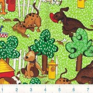  45 Wide Whiskers & Tails Pups at Play Lime Fabric By The 