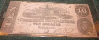 Ten Dollar Confederate Note dated December 2, 1862  