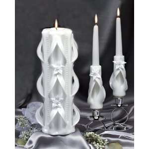 Hand Sculptured Stargazer Lily Wedding Unity Candle with Matching 