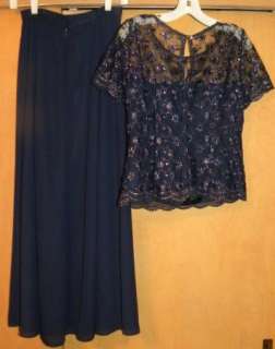 Michaelangelo Blue Metallic 2 Pc Skirt Top Dress Size 4  