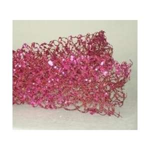  Fruit Decorative Pink Glittered & Wired Mesh Net Christmas Garland 