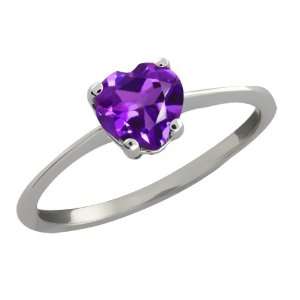  0.74 Ct Heart Shape Purple Amethyst Sterling Silver Ring 