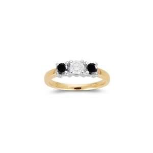  0.59 Cts Black & White Diamond Three Stone Ring in 18K Two 