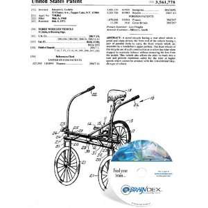  NEW Patent CD for THREE WHEELED VEHICLE 