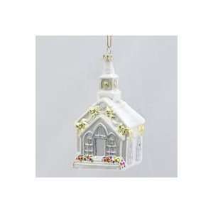  Pack of 6 Glass White and Gold Church Religious Christmas 