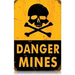  Danger Mines Vintaged Metal Sign