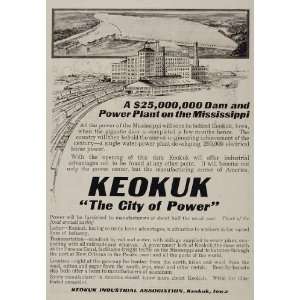 1911 Ad Keokuk Iowa Dam Power Plant Mississippi River   Original Print 