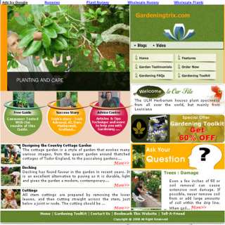 Money Making Turnkey Gardening Adsense Website 4 Sale  