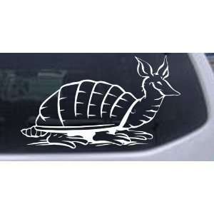 White 38in X 22.2in    Armadillo Animals Car Window Wall Laptop Decal 
