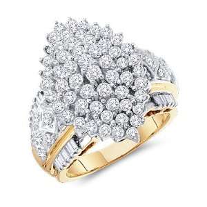   Diamond Ring 10k Yellow Gold Ladies Anniversary (2.02 Carat), Size 5