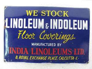 Vintage Linoleum Floor Covering Porcelain Enamel Sign  