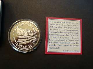WORLD TRADE CENTER 1973 2001 ONE TROY OZ. SILVER MEDAL  