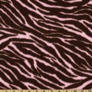   Zebra Fleece Chocolate/Pink Fabric By The Yard Arts, Crafts & Sewing
