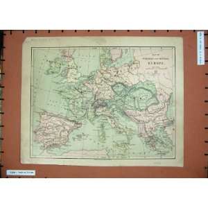   Antique Maps 1878 Europe Britain France Spain Austria