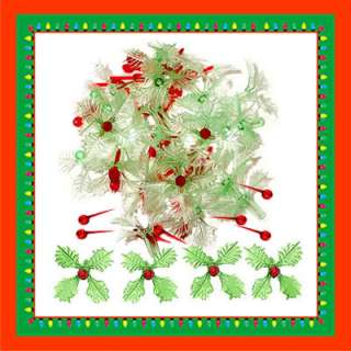 CERAMIC CHRISTMAS TREE LIGHTS 25 GREEN HOLLY LEAF BULBS  
