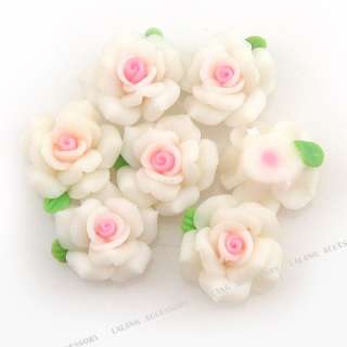 20pcs New Wholesale White Flowers FIMO Polymer Clay Beads 18mm 110507 