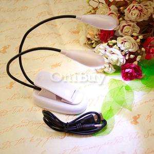 White Dual Arm 4 LED Piano Book Music Stand Light Lamp  
